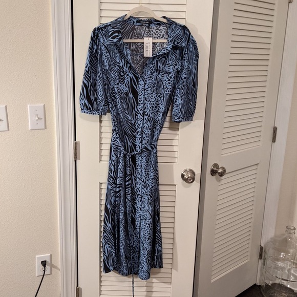 NWT Sugarlips Blue Animal Print Dress - Picture 4 of 7